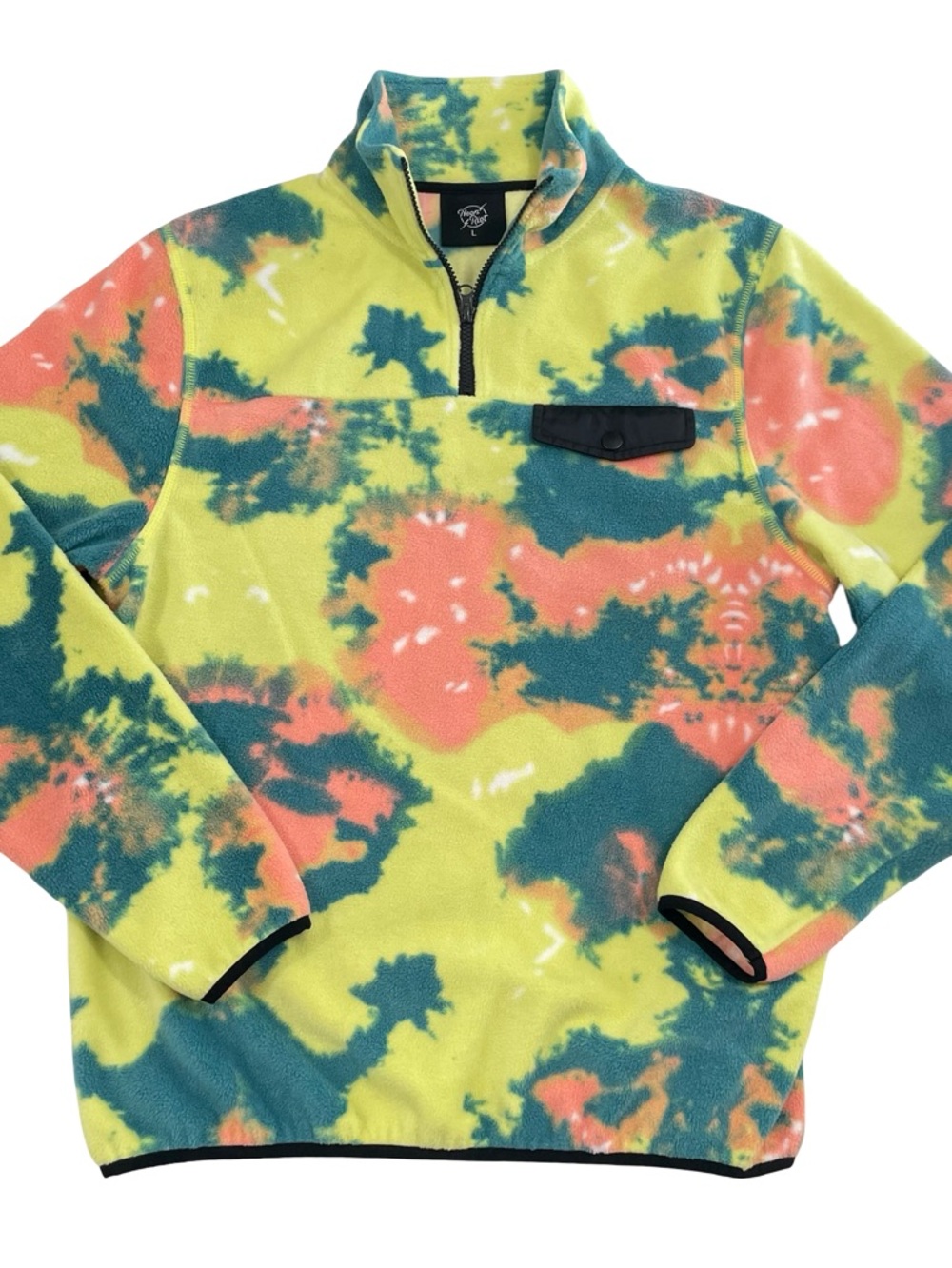 Neon Riot Tie-Dye Quarter-Zip Size L Fleece Jacket (Retail $45)